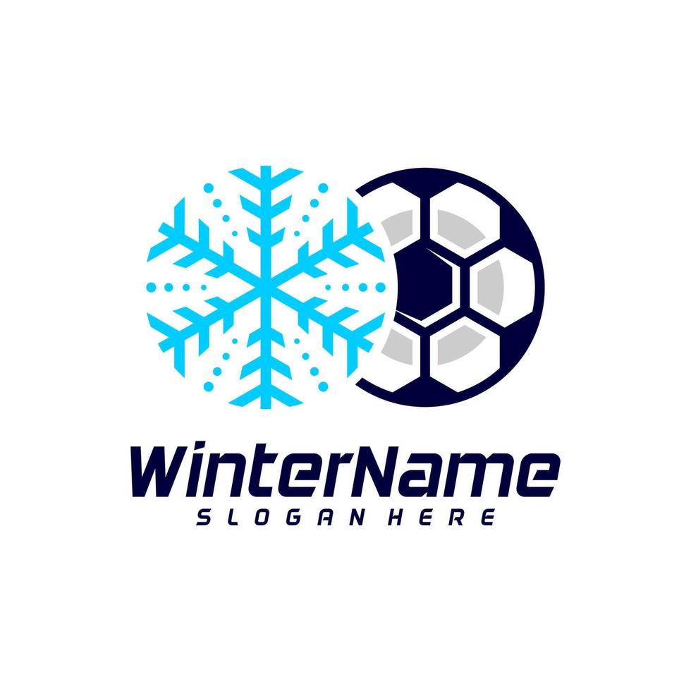 Winter Soccer logo template, Football Winter logo design vector