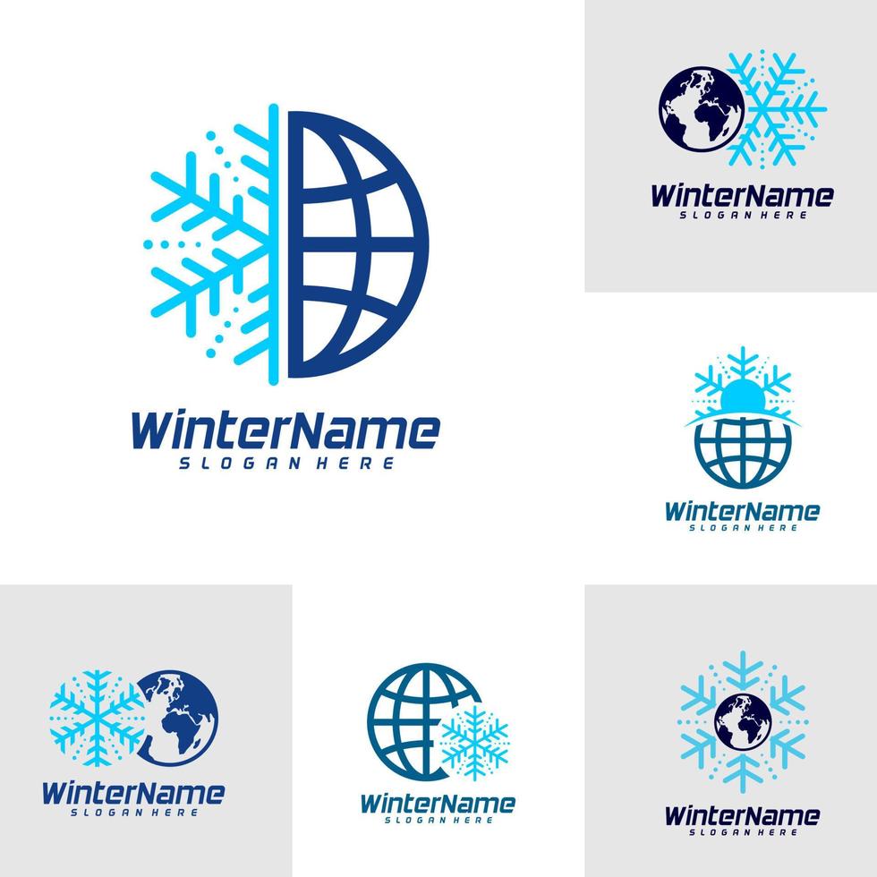 Set of Winter World logo template, Winter logo design vector