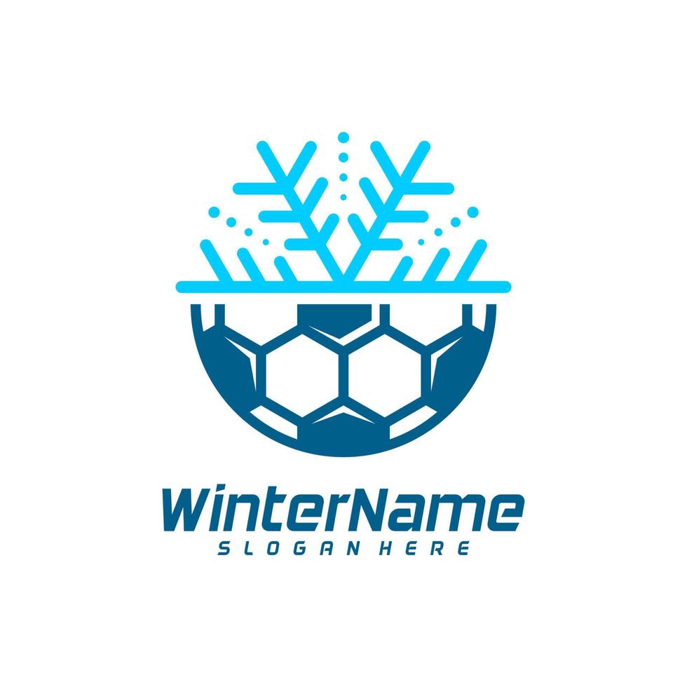 Winter Soccer logo template, Football Winter logo design vector