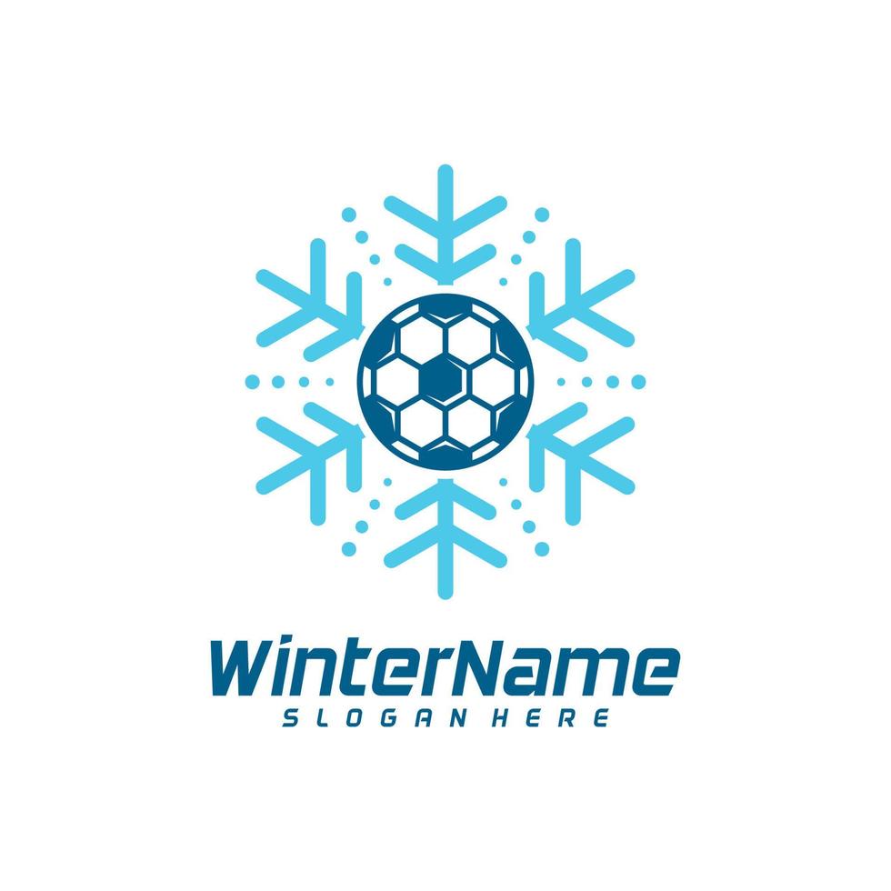 Winter Soccer logo template, Football Winter logo design vector