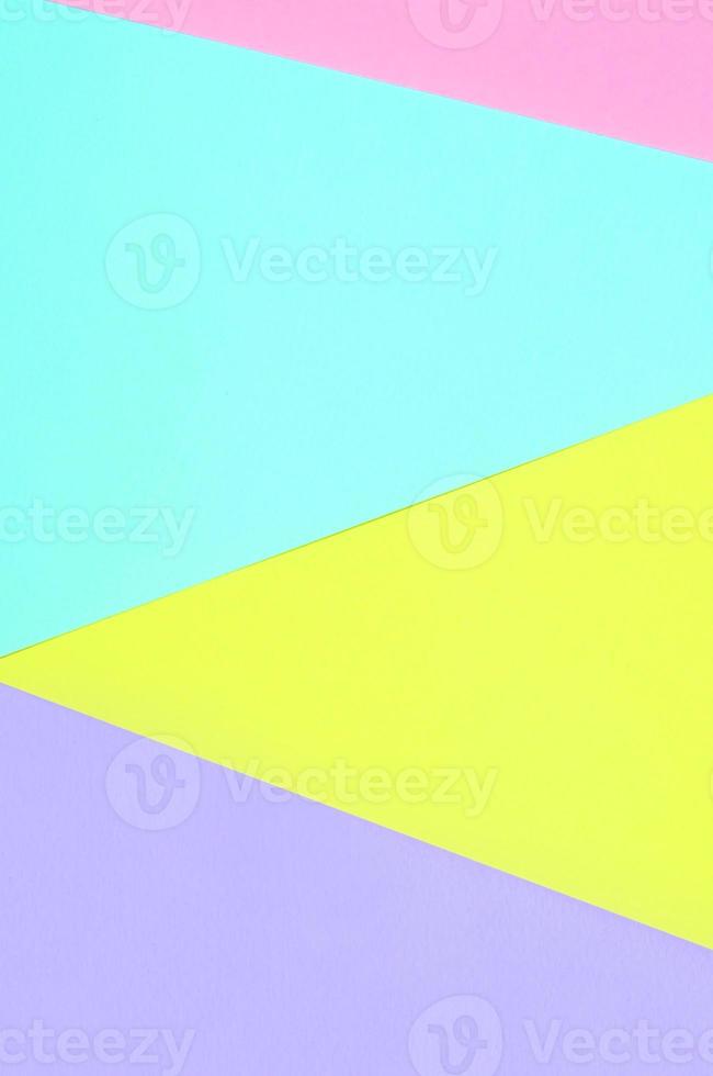 Texture background of fashion pastel colors. Pink, violet, yellow and blue geometric pattern papers. minimal abstract photo