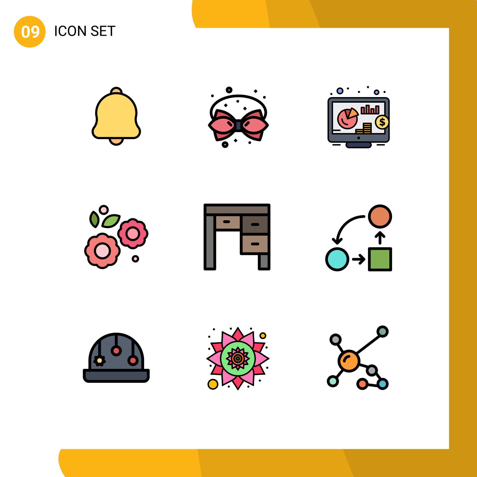 9 User Interface Filledline Flat Color Pack of modern Signs and Symbols ...