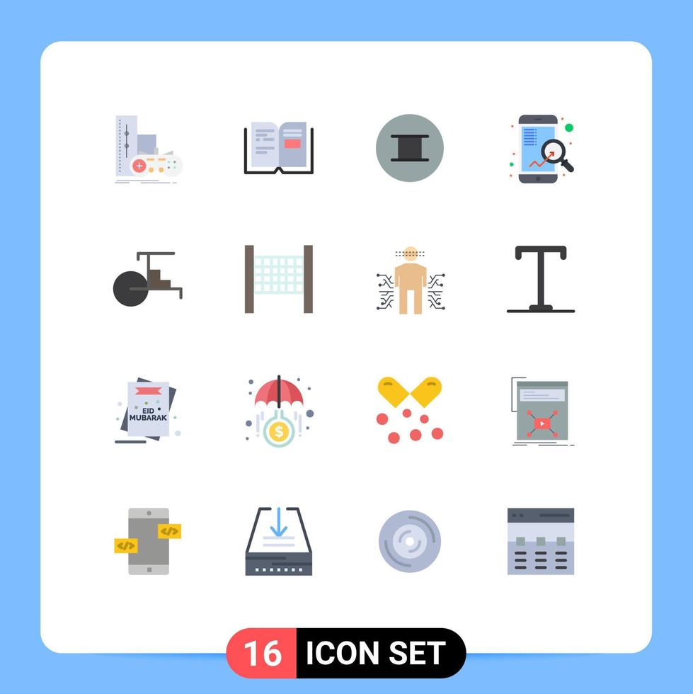 Modern Set of 16 Flat Colors and symbols such as rickshaw seo text search fast Editable Pack of Creative Vector Design Elements