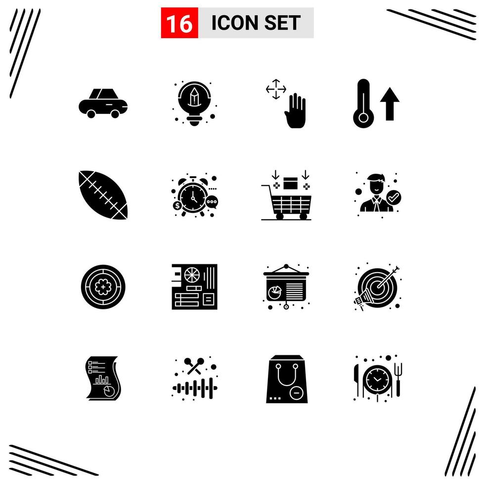 16 Creative Icons Modern Signs and Symbols of management football hold american thermometer Editable Vector Design Elements