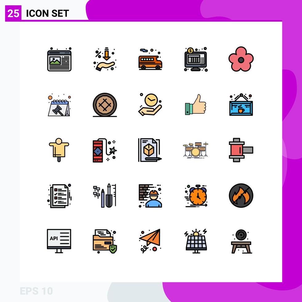 Set of 25 Modern UI Icons Symbols Signs for nature online banking offer internet banking banking Editable Vector Design Elements