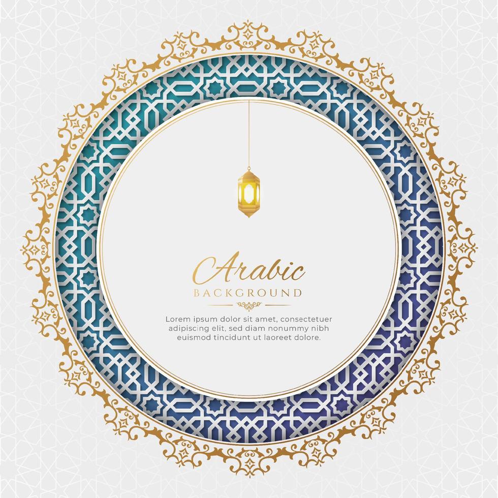 Arabic Islamic Elegant White and golden Luxury Ornamental Background with Arabic Border Pattern vector