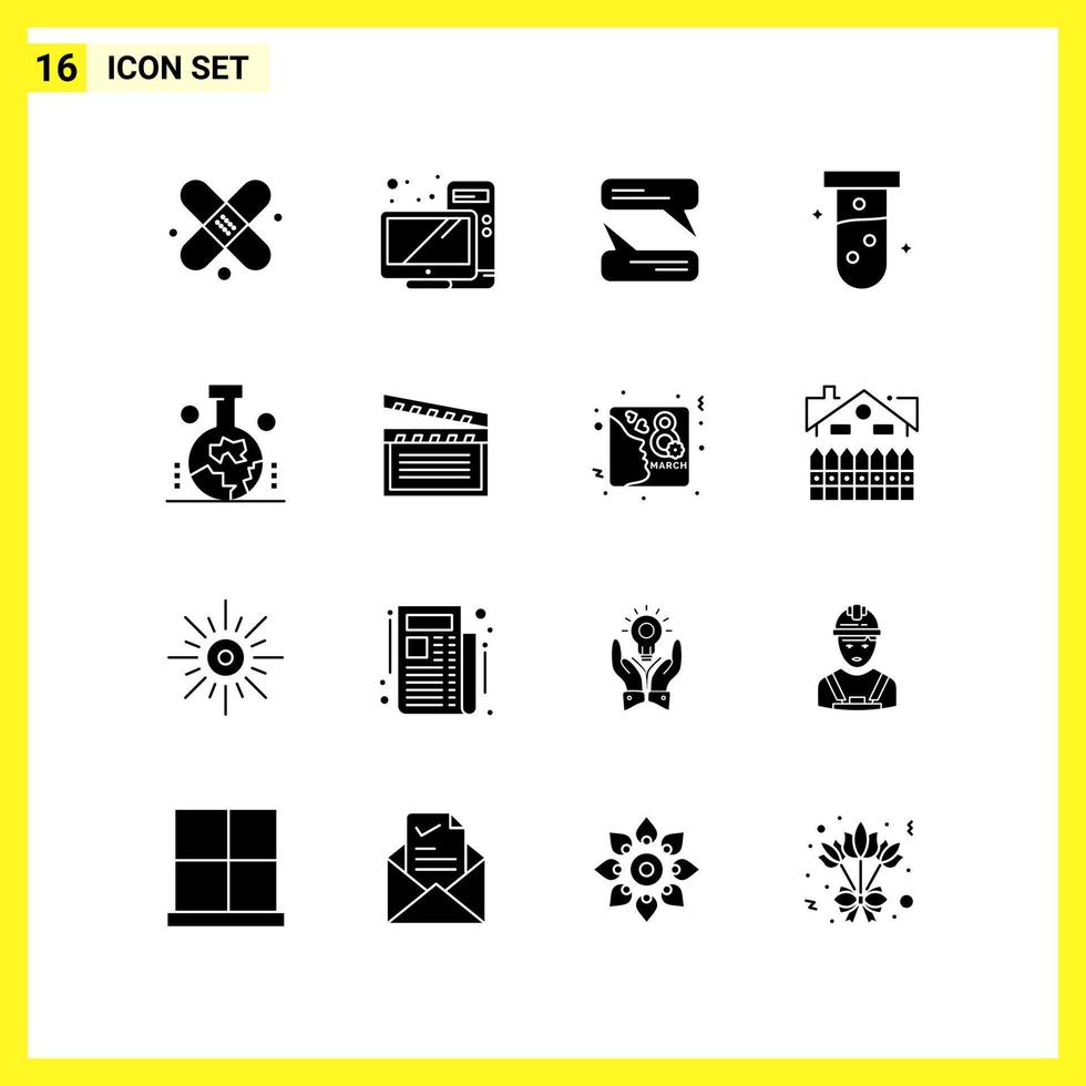 16 Icon Set Simple Solid Symbols Glyph Sign on White Background for Website Design Mobile Applications and Print Media Creative Black Icon vector background