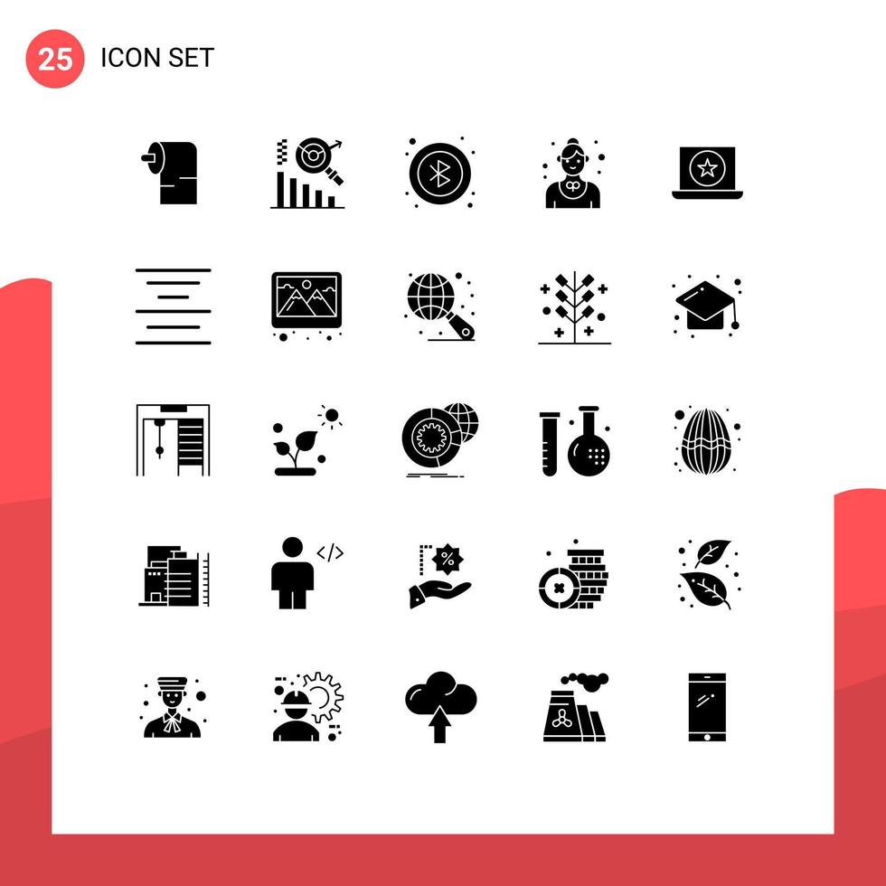 25 iconos creativos, signos y símbolos modernos de los elementos de diseño de vectores editables del servicio de premios de usuarios favoritos de las estrellas