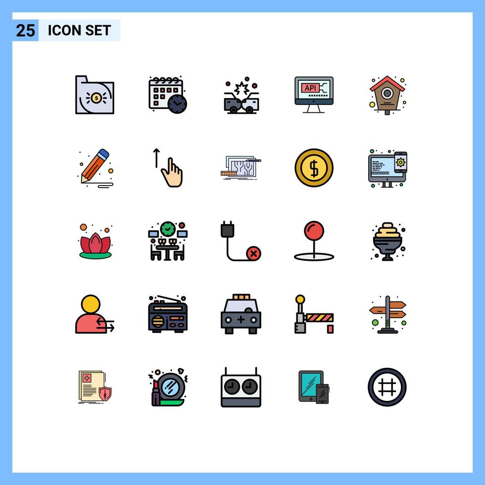 Stock Vector Icon Pack of 25 Line Signs and Symbols for bird house education accident coding computer Editable Vector Design Elements