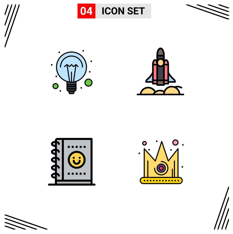 4 iconos creativos signos y símbolos modernos de educación cuaderno ligero planificador de negocios elementos de diseño vectorial editables vector