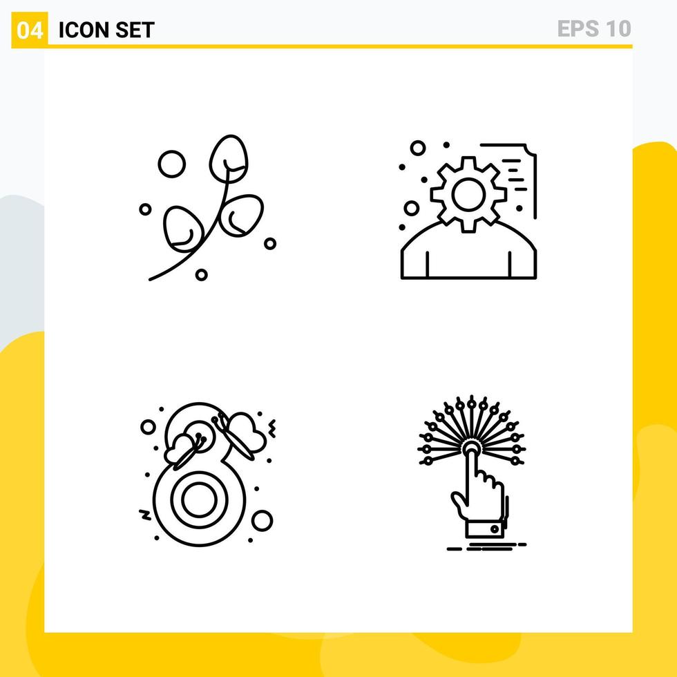 Collection of 4 Universal Line Icons. Icon Set for Web and Mobile. vector