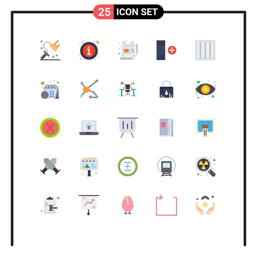 Pack of 25 Modern Flat Colors Signs and Symbols for Web Print Media such as prison criminal creative table cell Editable Vector Design Elements
