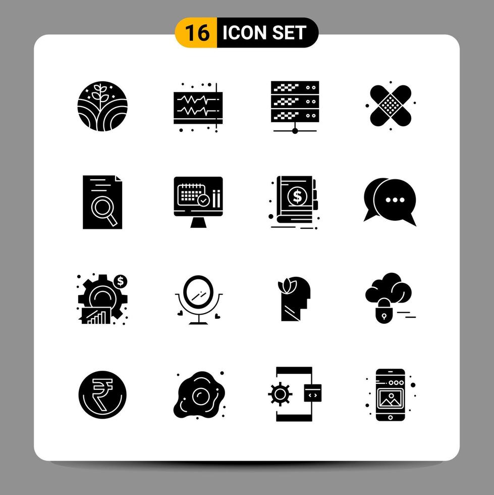 16 signos de símbolos de glifo de paquete de iconos negros para diseños receptivos sobre fondo blanco. 16 iconos establecidos. vector