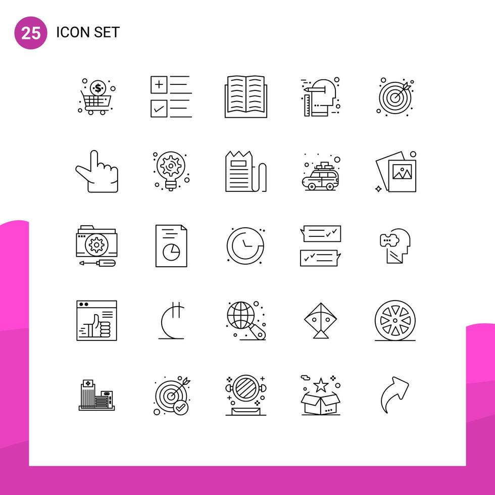 25 Line concept for Websites Mobile and Apps darts scale achievement thinking creative Editable Vector Design Elements