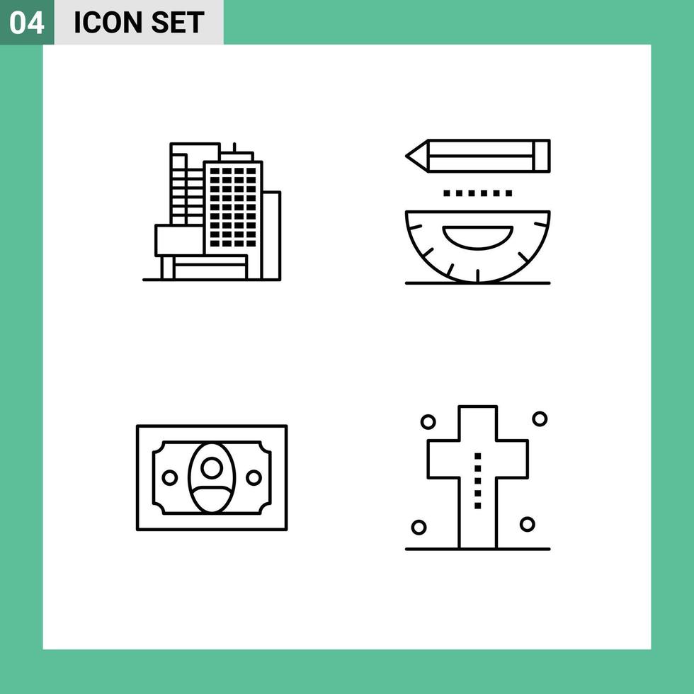 4 Line concept for Websites Mobile and Apps building finance coding development costume Editable Vector Design Elements