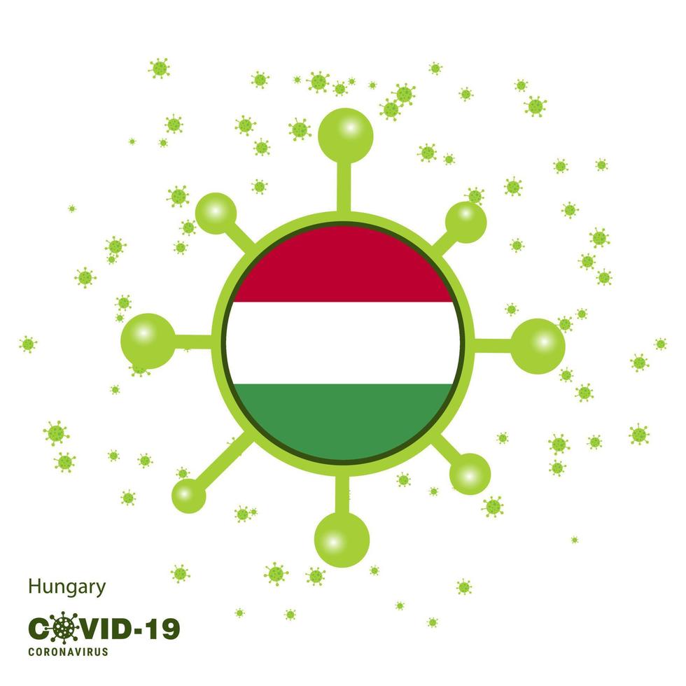 Hungary Coronavius Flag Awareness Background Stay home Stay Healthy Take care of your own health Pray for Country vector