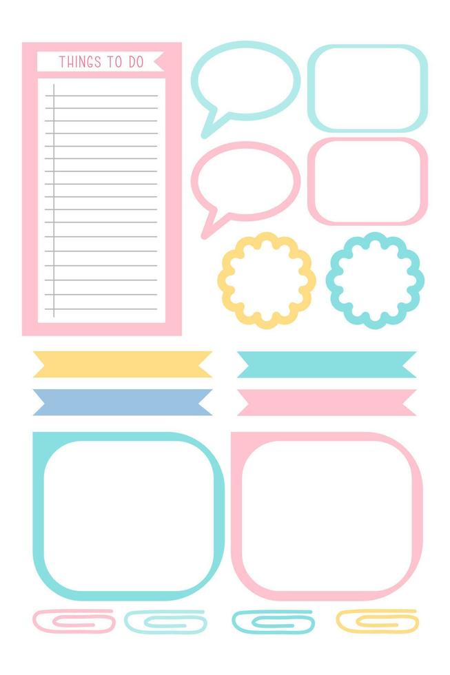 Note and simple sticker template set. vector