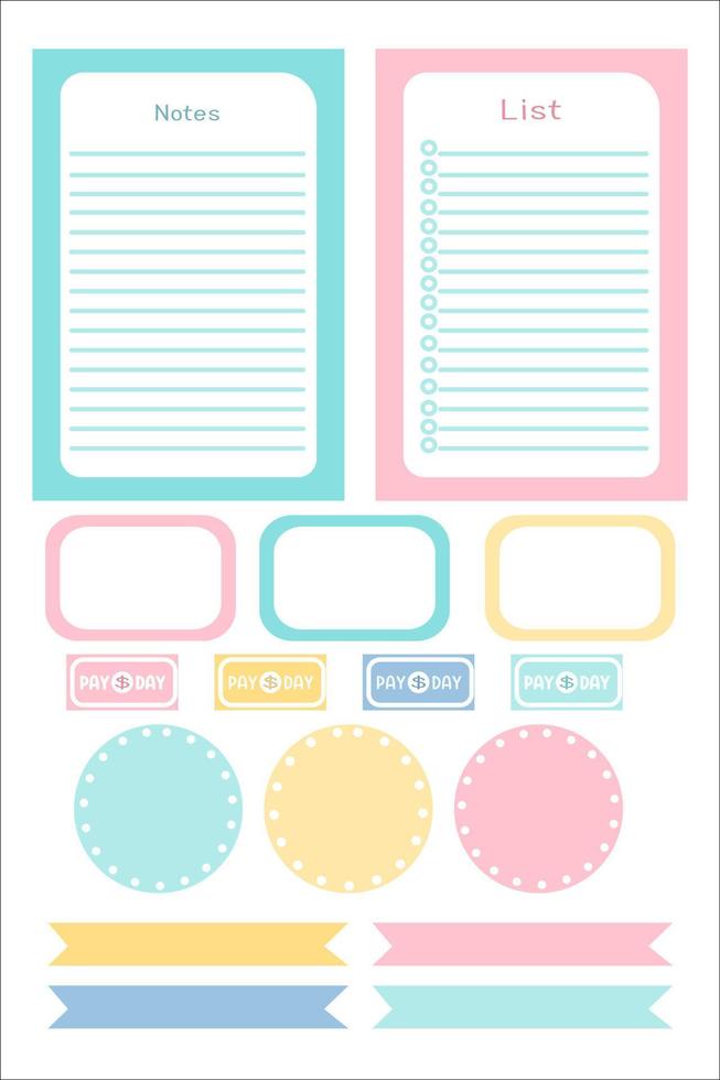 Note and simple sticker template set. vector