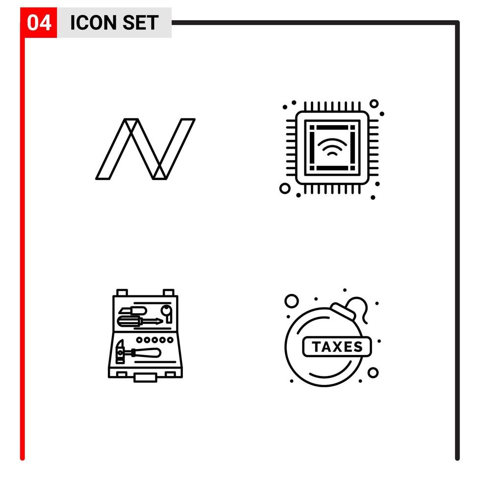 4 General Icons for website design print and mobile apps 4 Outline Symbols Signs Isolated on White Background 4 Icon Pack Creative Black Icon vector background