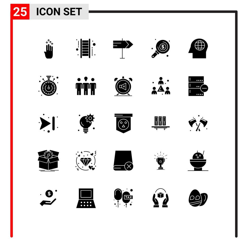 25 Thematic Vector Solid Glyphs and Editable Symbols of global investment success search find Editable Vector Design Elements