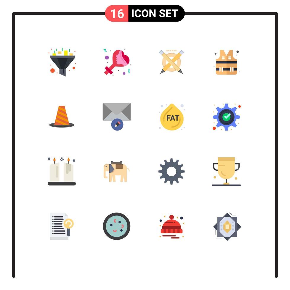 paquete de iconos de vector de stock de 16 signos y símbolos de línea para protección de barricada educación agua de cono paquete editable de elementos creativos de diseño de vectores