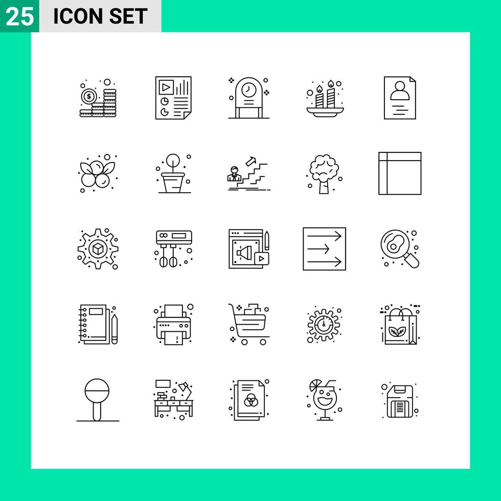 Line Pack of 25 Universal Symbols of hands india video holi party Editable Vector Design Elements