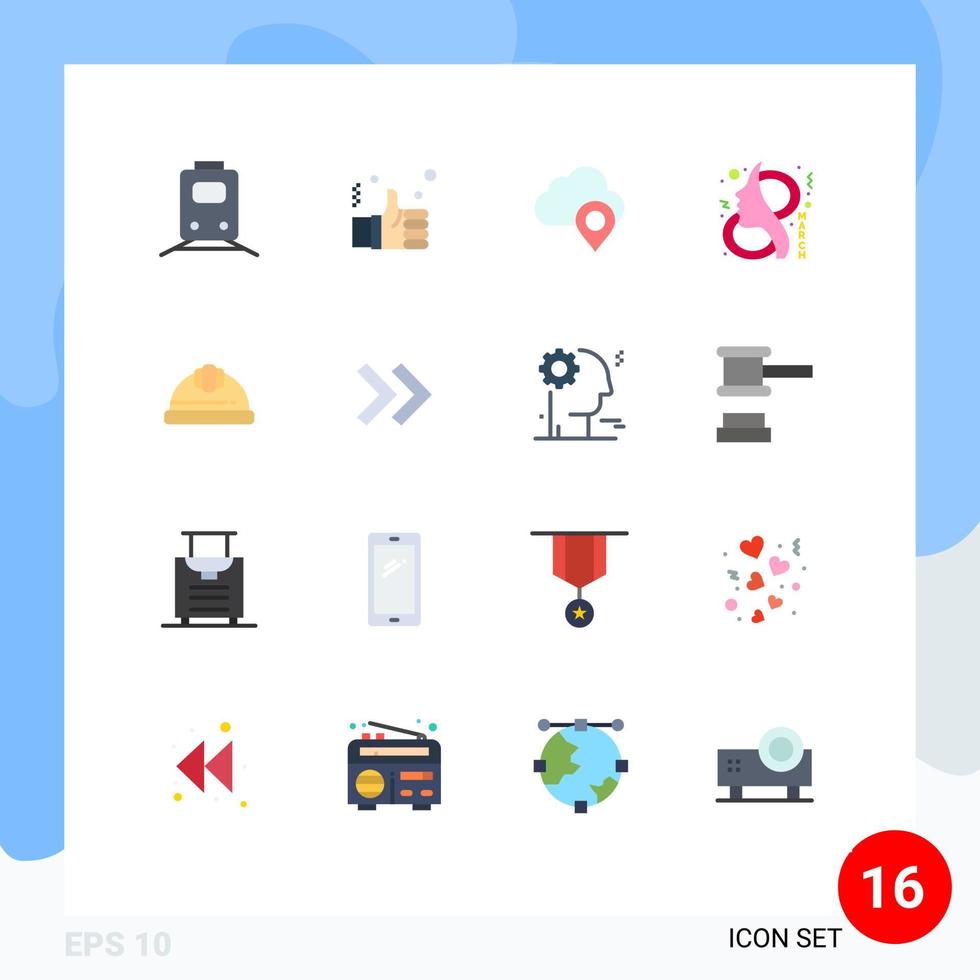 16 Universal Flat Colors Set for Web and Mobile Applications symbol eight like ay pin Editable Pack of Creative Vector Design Elements