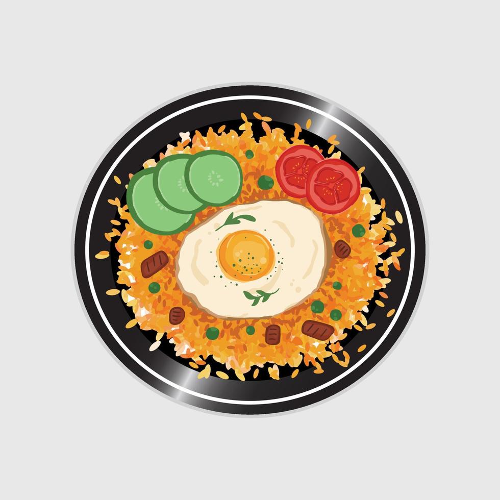 Hand drawn delicious fried rice traditional asian food nasi goreng vector