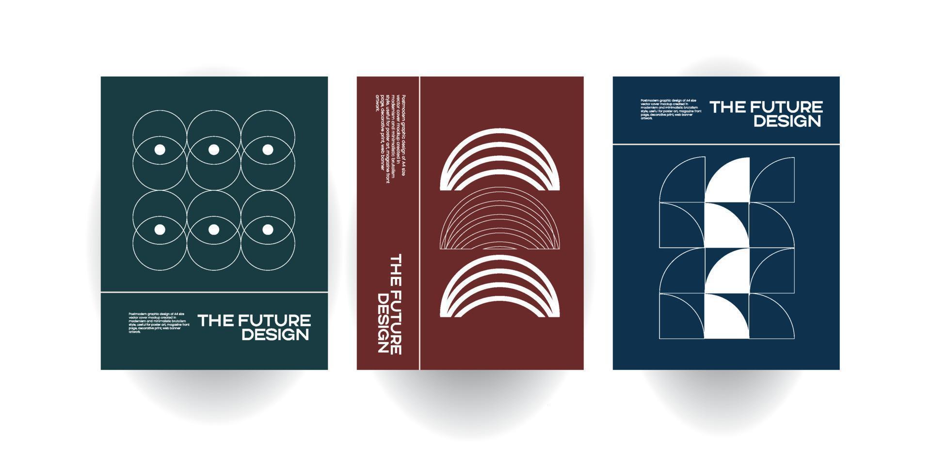 Neomodern aesthetics of brutalism design vector poster cover layout made with abstract elements and geometric shapes, useful for poster art, website design, album cover prints, fine arts images.