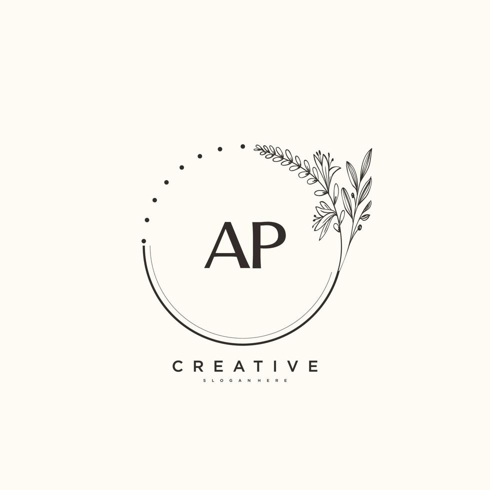 AP Beauty vector initial logo art, handwriting logo of initial signature, wedding, fashion, jewerly, boutique, floral and botanical with creative template for any company or business.