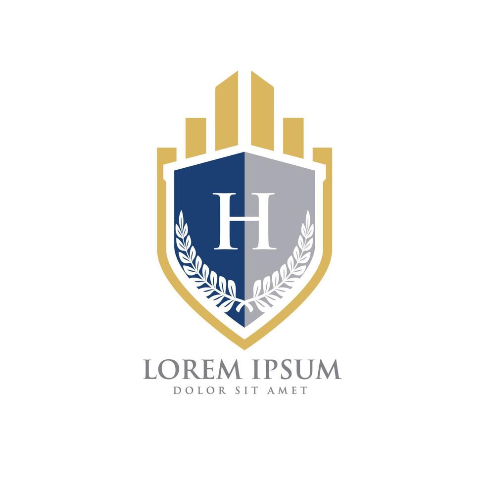 H Initial law firm with shield logo vector template