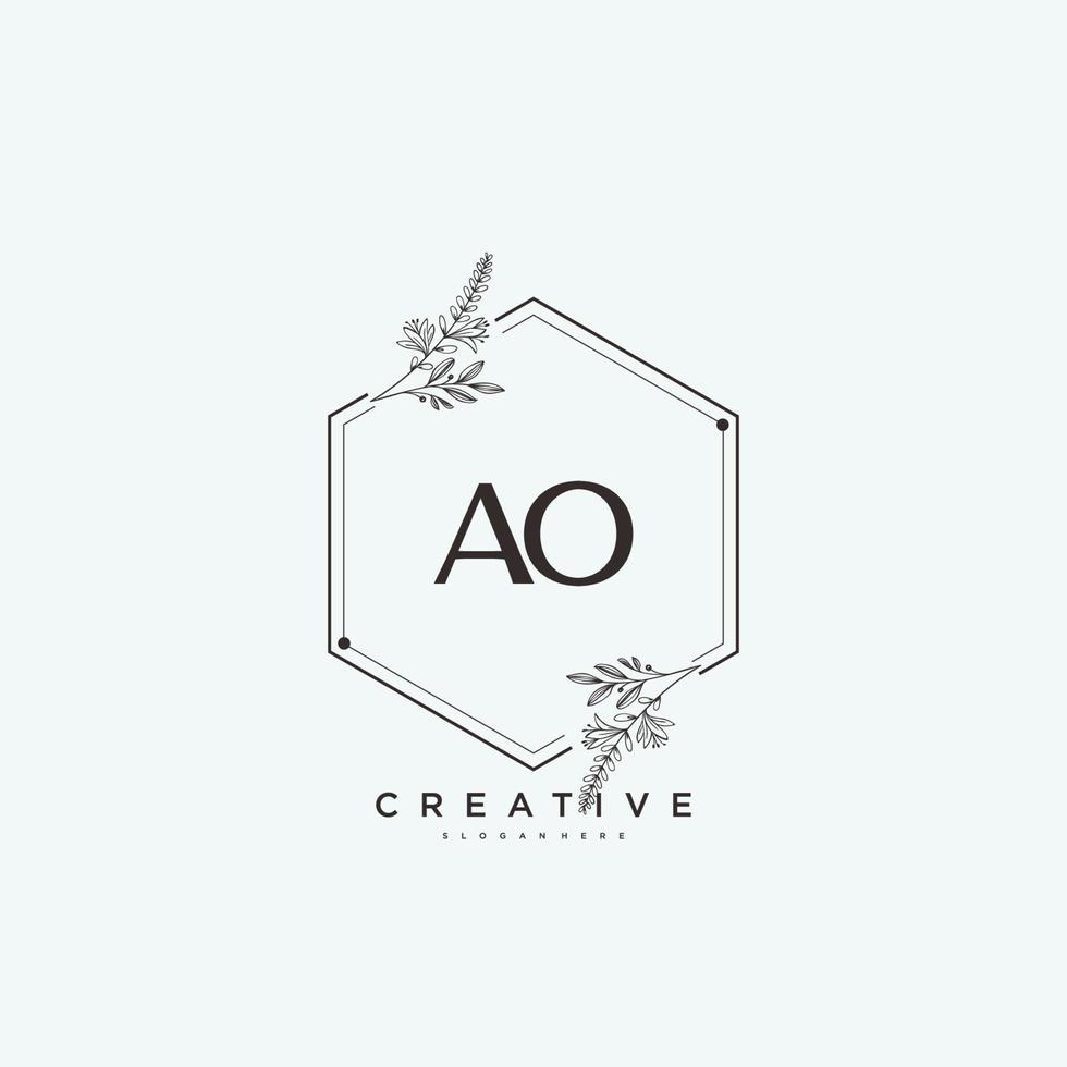 AO Beauty vector initial logo art, handwriting logo of initial signature, wedding, fashion, jewerly, boutique, floral and botanical with creative template for any company or business.