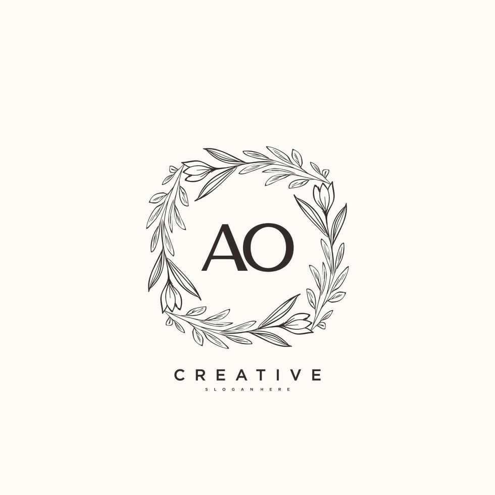 AO Beauty vector initial logo art, handwriting logo of initial signature, wedding, fashion, jewerly, boutique, floral and botanical with creative template for any company or business.