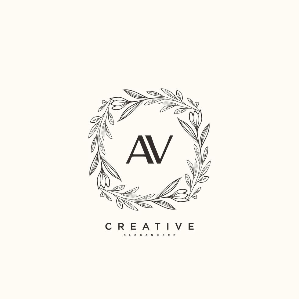 arte del logotipo inicial del vector de belleza av, logotipo de escritura a mano de firma inicial, boda, moda, joyería, boutique, floral y botánica con plantilla creativa para cualquier empresa o negocio.