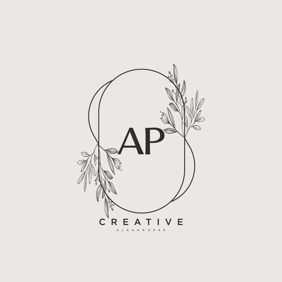 AP Beauty vector initial logo art, handwriting logo of initial signature, wedding, fashion, jewerly, boutique, floral and botanical with creative template for any company or business.