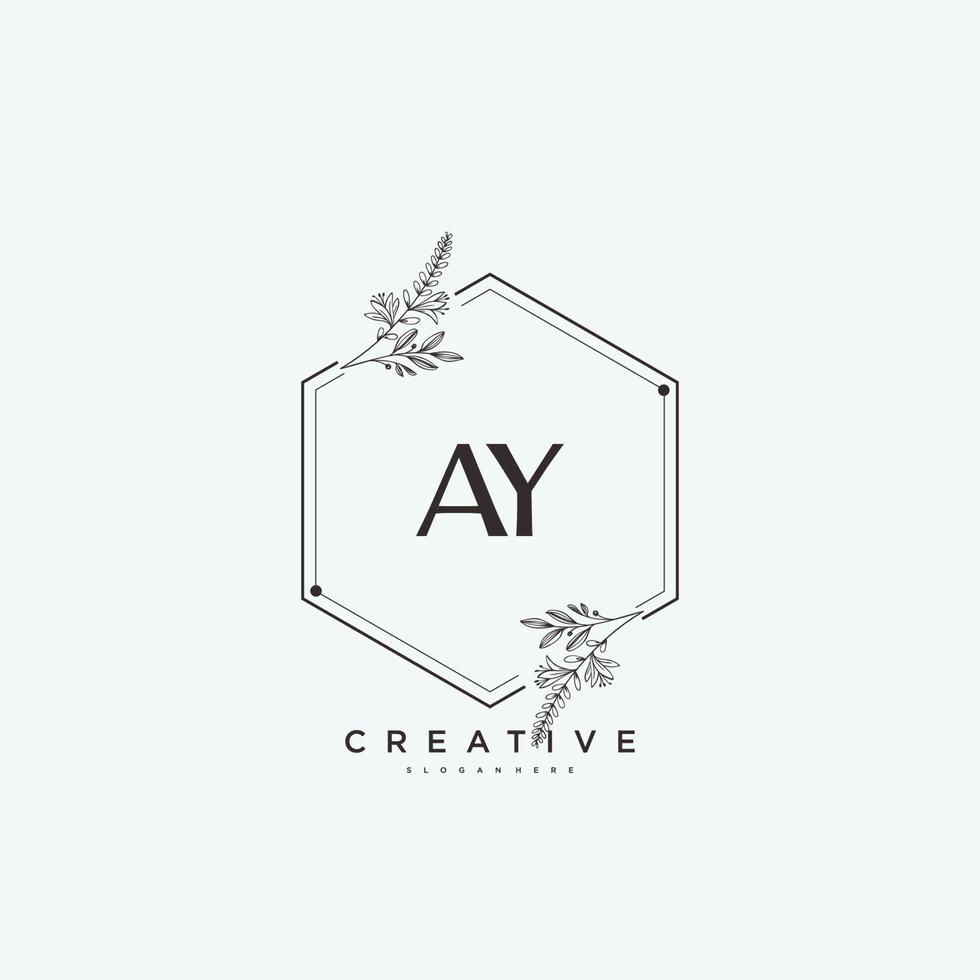 AY Beauty vector initial logo art, handwriting logo of initial signature, wedding, fashion, jewerly, boutique, floral and botanical with creative template for any company or business.