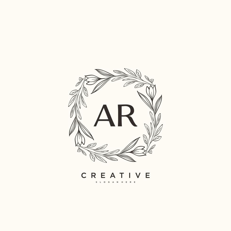 arte del logotipo inicial del vector de belleza ar, logotipo de escritura a mano de firma inicial, boda, moda, joyería, boutique, floral y botánica con plantilla creativa para cualquier empresa o negocio.