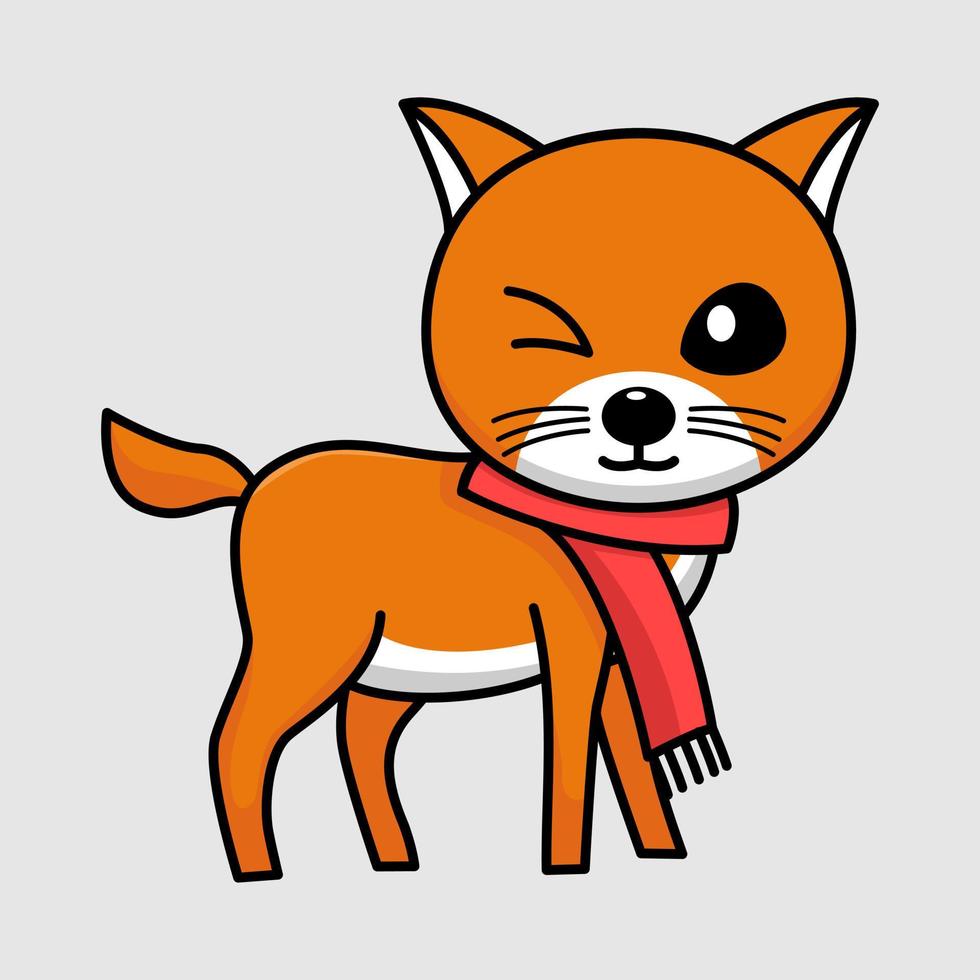 Cute orange cat character premium vector illustration