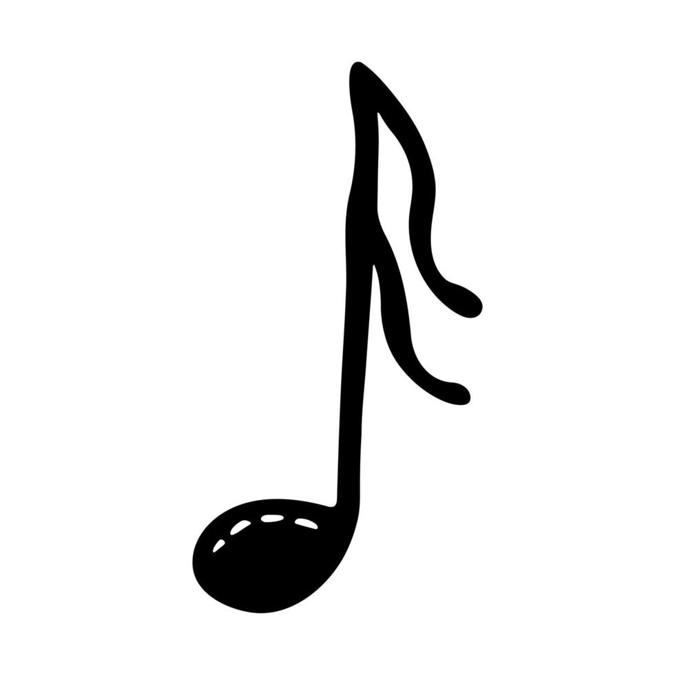 garabato de nota musical. símbolo musical dibujado a mano. elemento único para impresión, web, diseño, decoración, logotipo vector