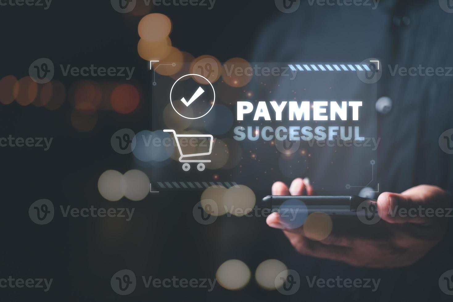 successful payment businessman through smart phones with modern technology,wallet app, banking and online shopping,Wireless financial transactions,Shopping service on The online web,Consumer society photo