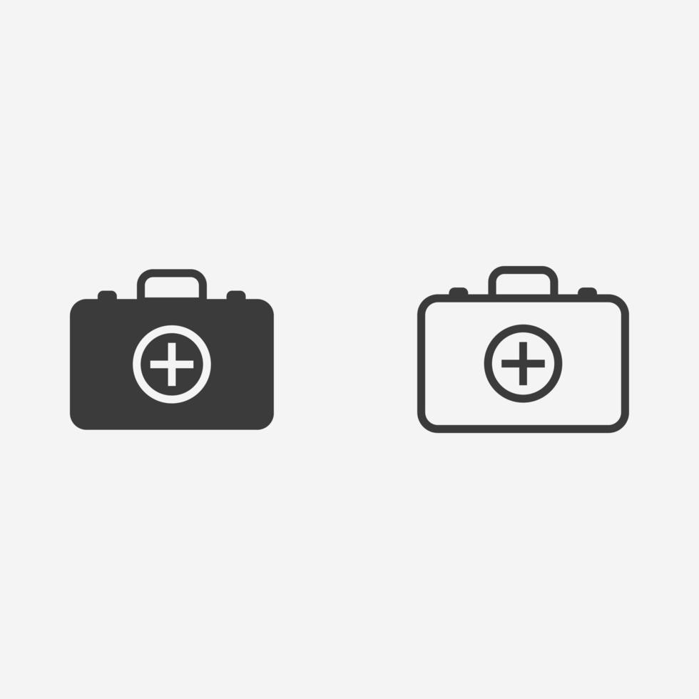 medicina, salud, bolsa, icono de primeros auxilios vector conjunto símbolo signo