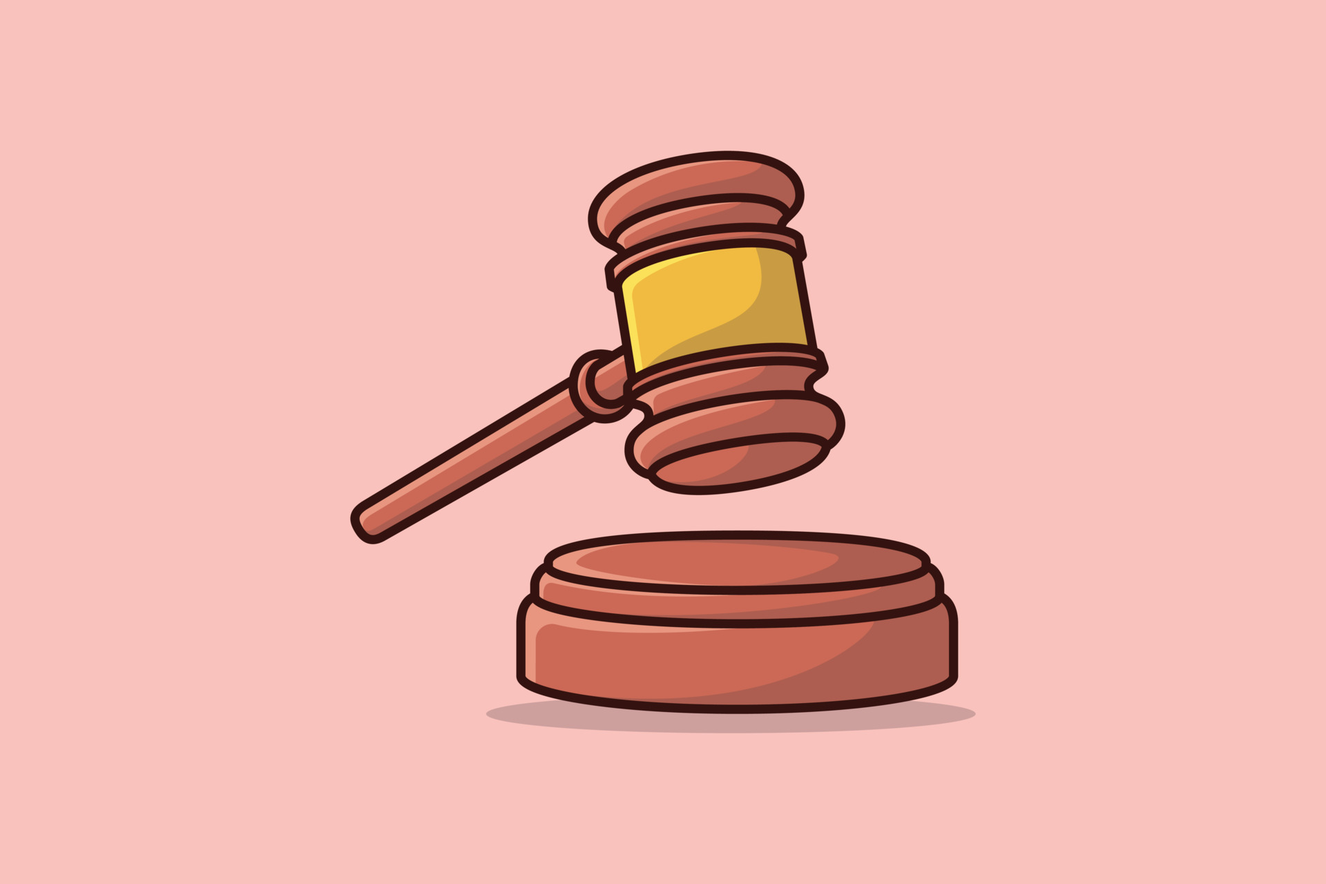 Wooden judge gavel and soundboard vector illustration. Justice hammer