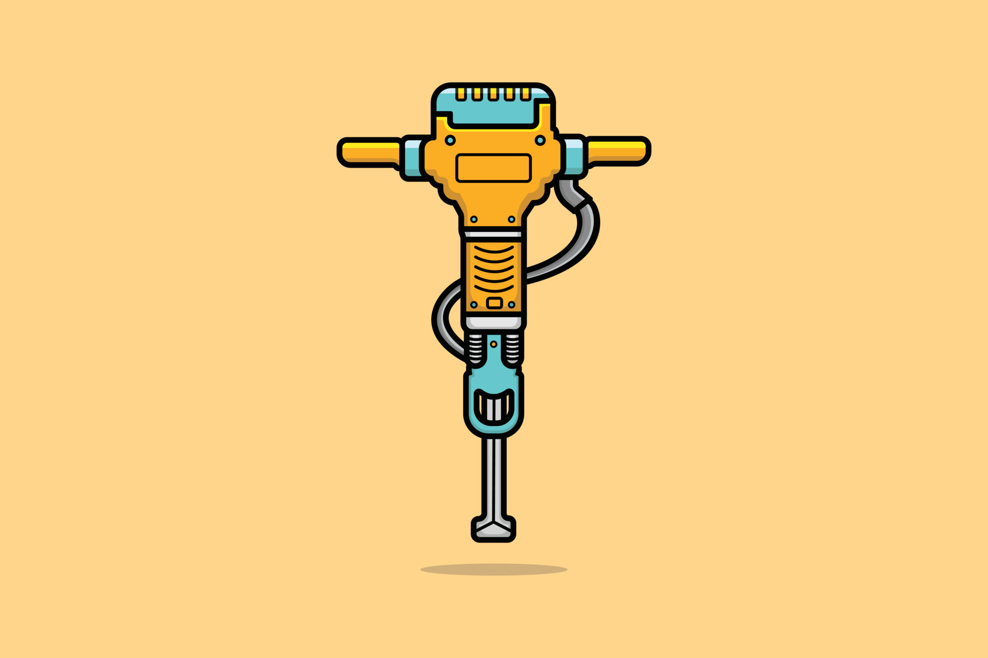 Electric Jackhammer tool vector illustration. Professional worker tool