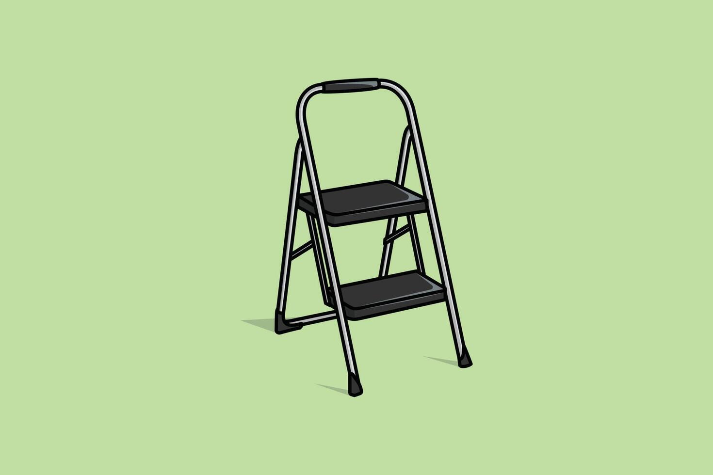 Household aluminum ladder with wide steps vector illustration. Interior objects icon concept. Step ladders for domestic and construction needs vector design. Interior repair tool equipment icon.