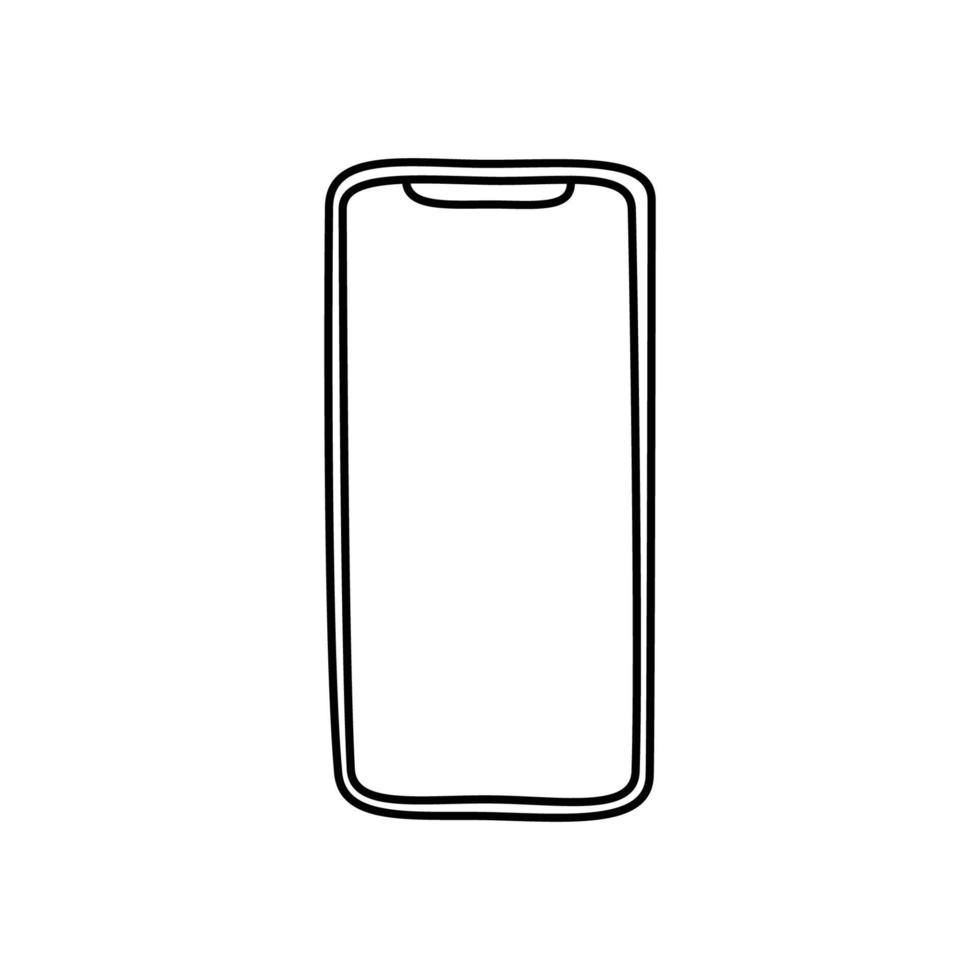 Front phone organic handdrawn line art element vector