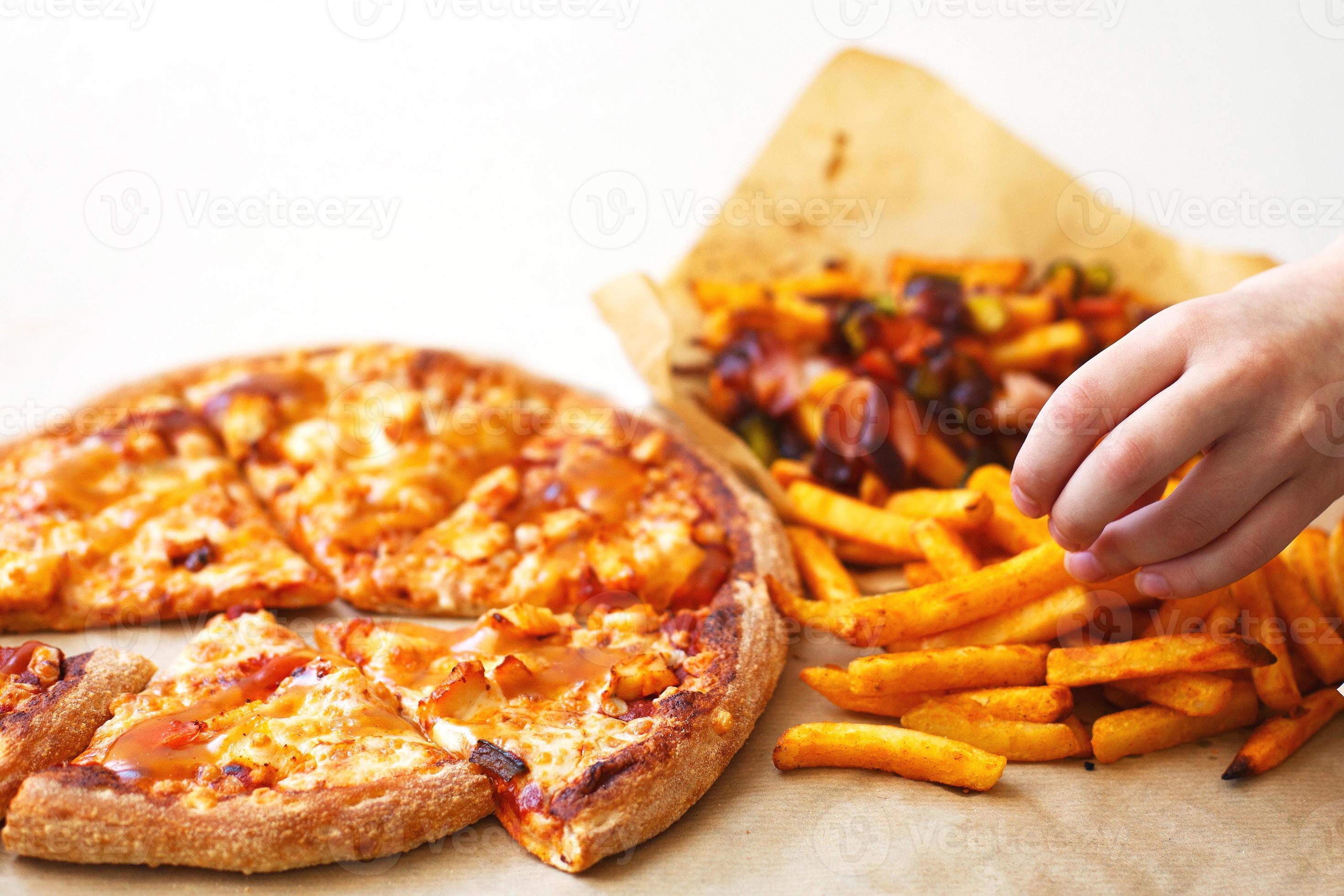 Unhealthy Concept Fast Food Pizza Fried Potato On A White healthy-vs-fast-food-recipes-delicious-snacks-for-every-occasion