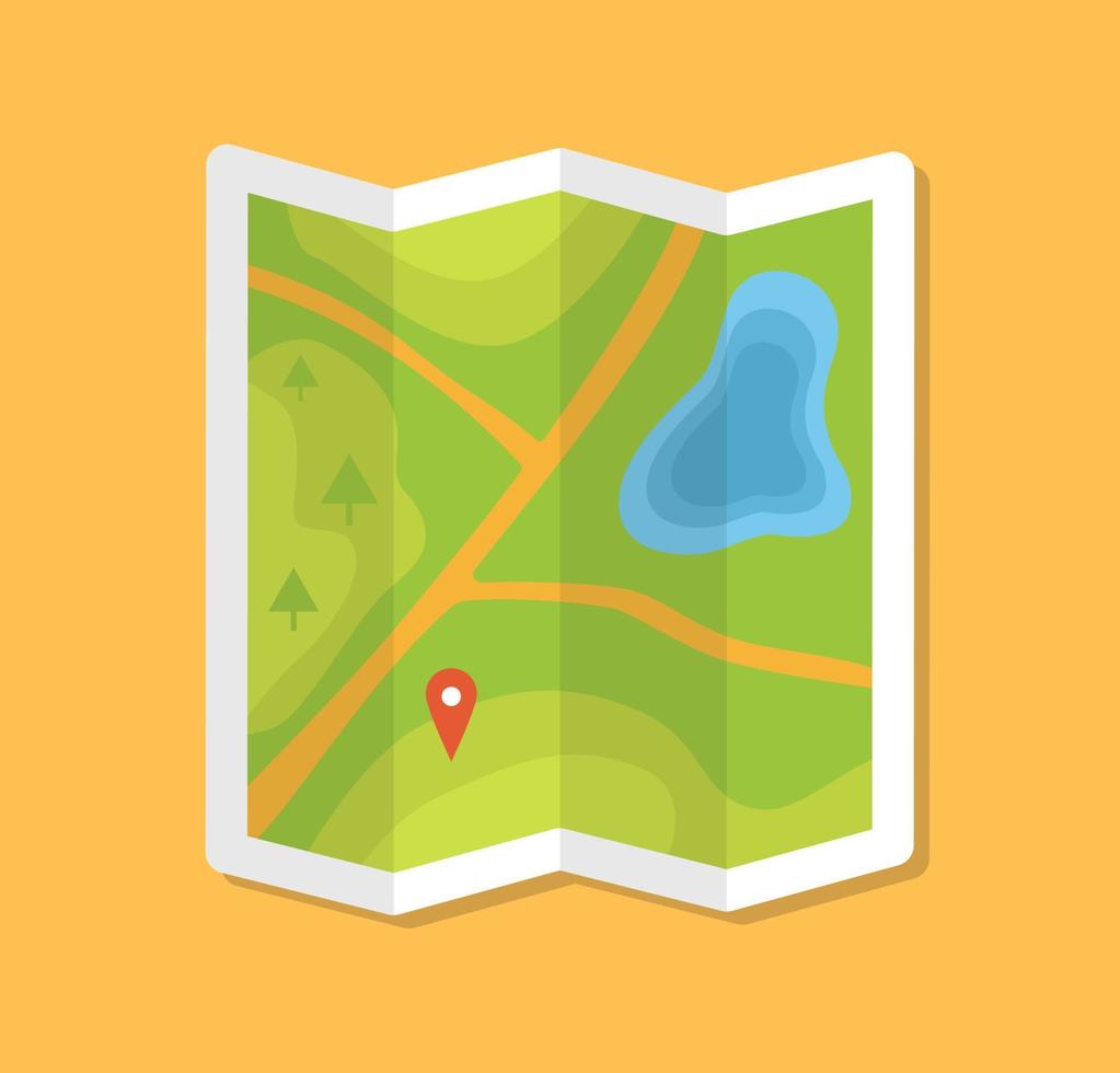 Map of the area isolated on an orange background. Vector illustration in flat style.