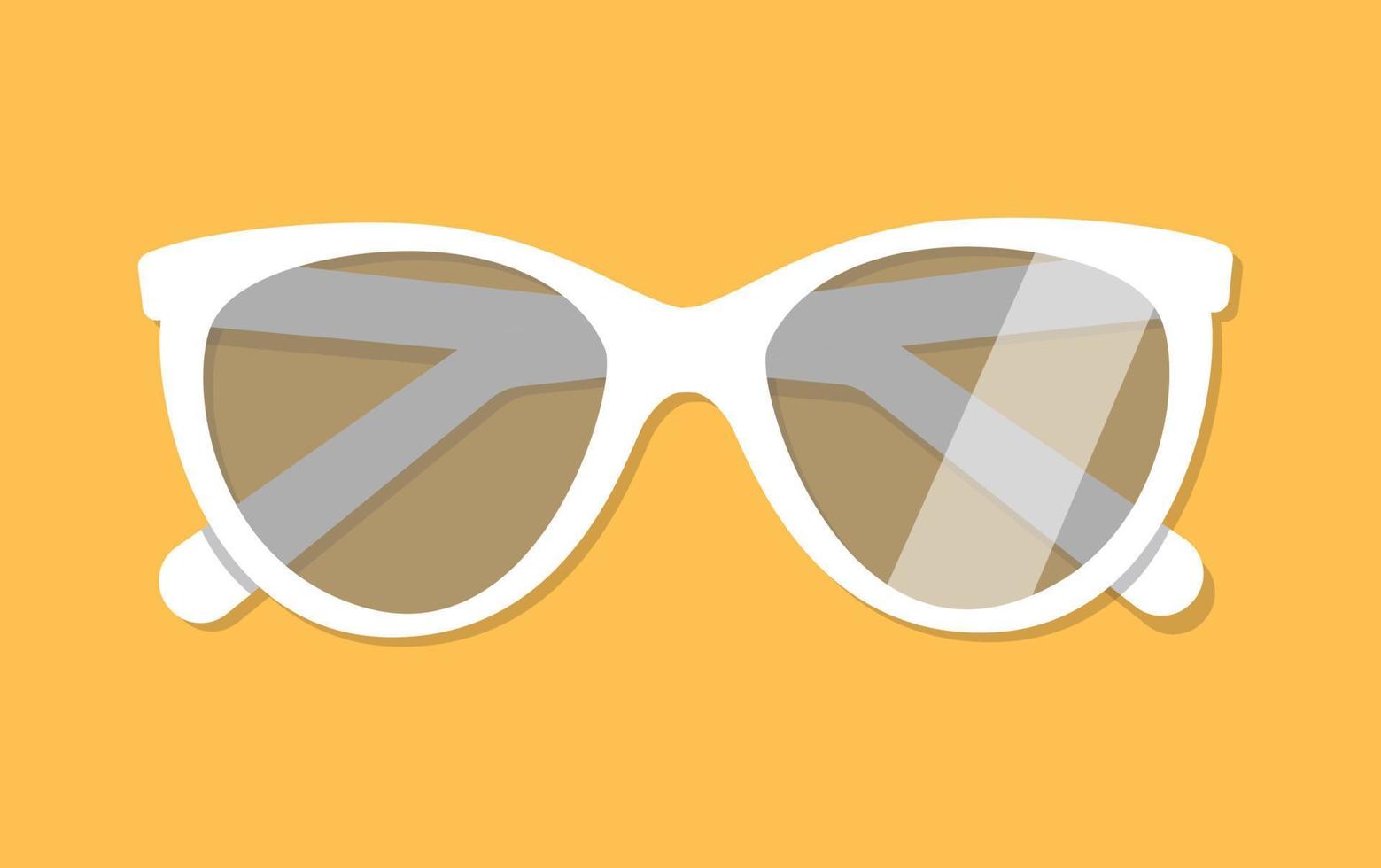 White sunglasses isolated on orange background. Vector illustration in flat style.