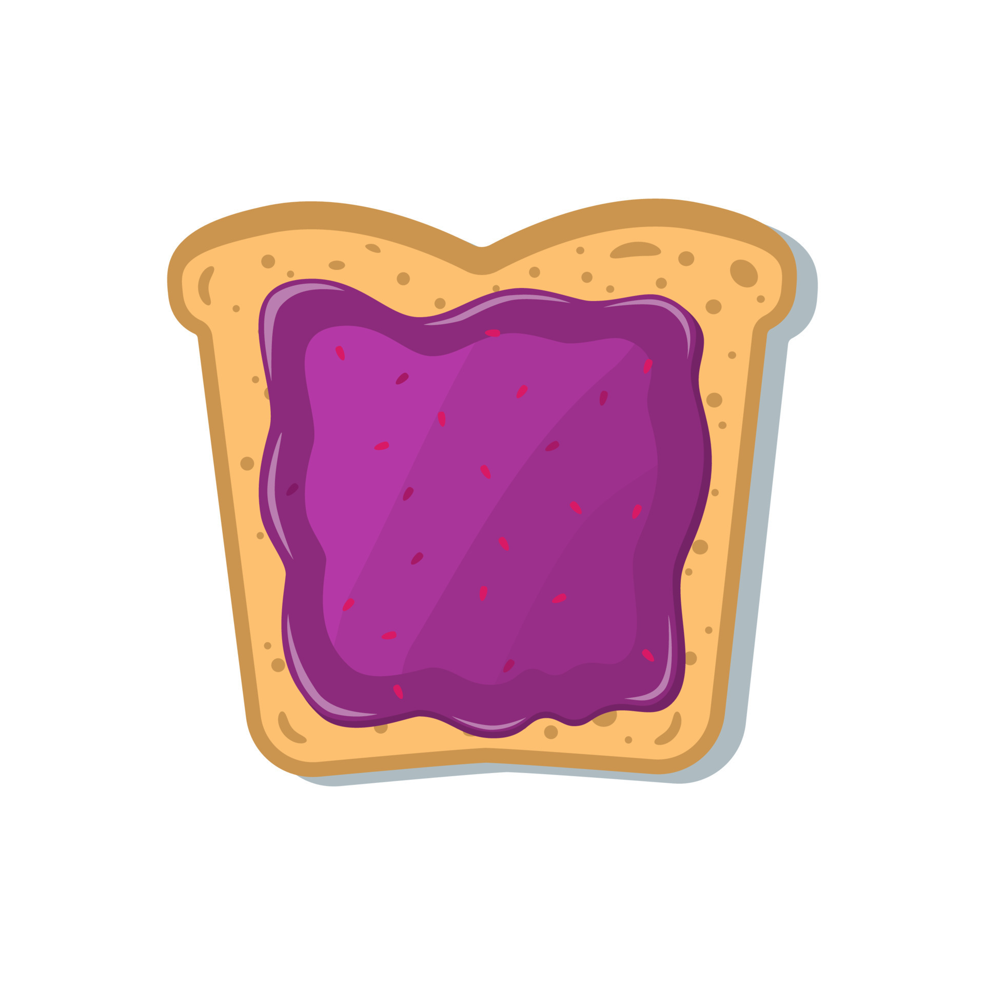 Toast with blueberry jam, isolated on white. Vector illustration