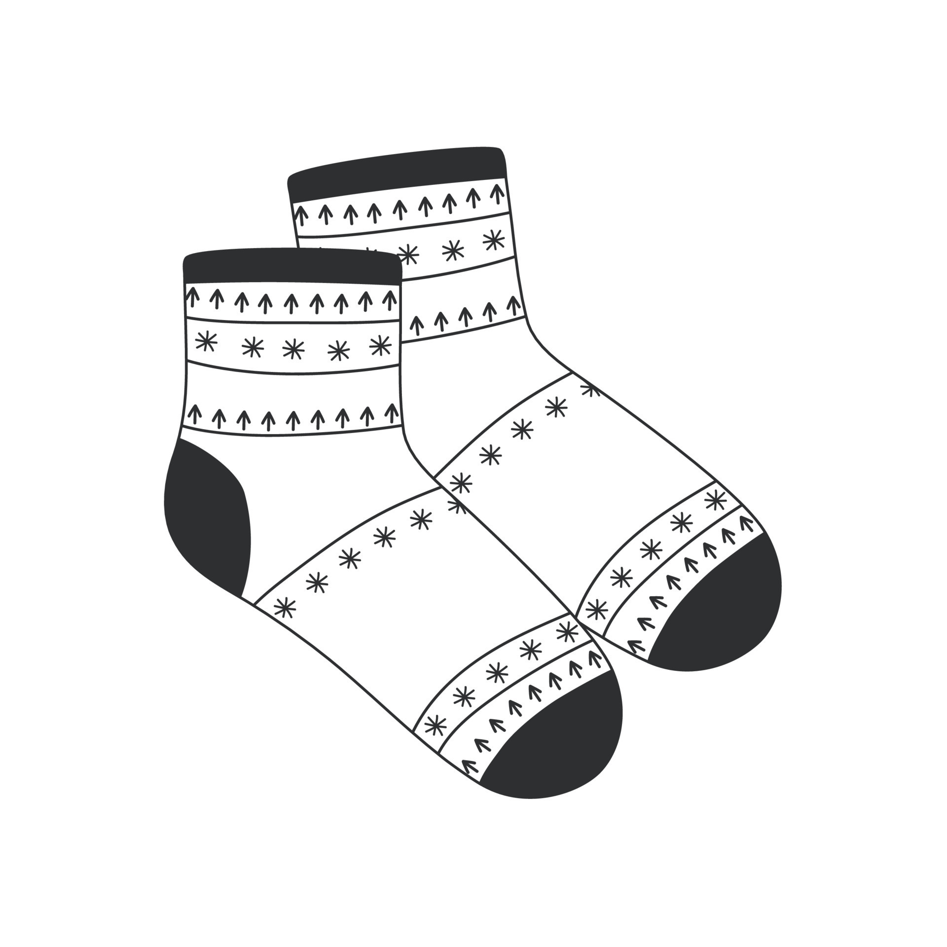 Pair of cute socks with a Scandinavian pattern isolated on white